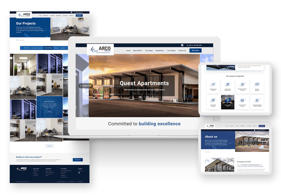 Kranbust created the website for construction company ARCO to present their services